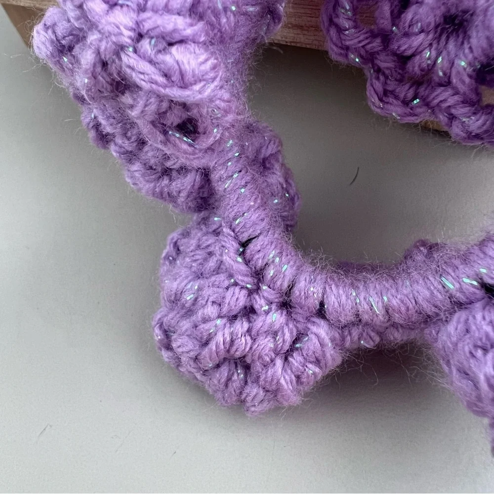 Scrunchies Sparkle Sweet Violet Handmade Crochet Set Of 2